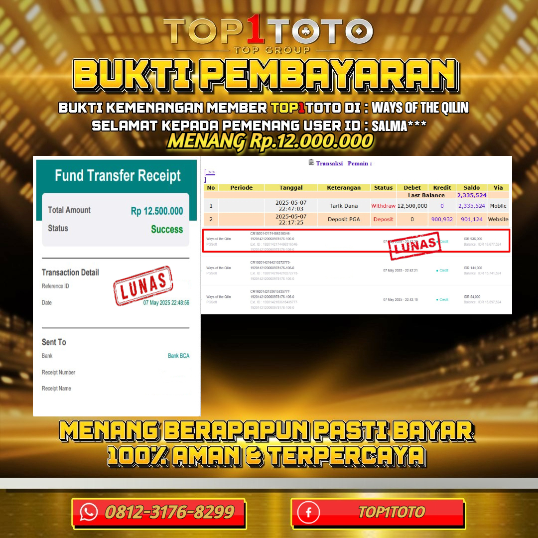 TOP1TOTO JACKP0T SLOT WAYS OF THE QILIN Rp.12.000.000 - LUNAS USER ID : SALMA***
