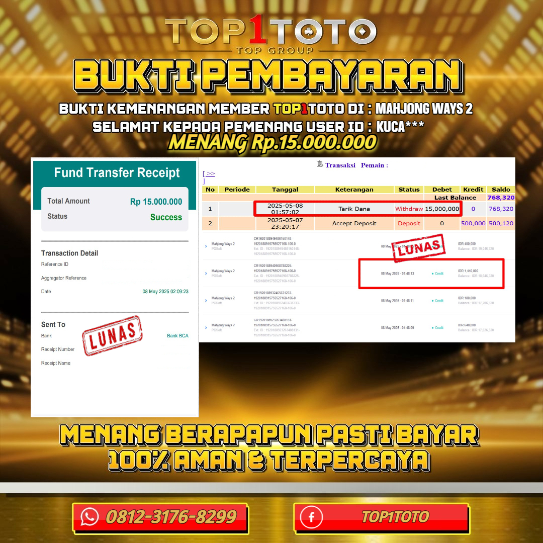 TOP1TOTO JACKP0T SLOT MAHJONG WAYS 2 Rp.15.000.000 - LUNAS USER ID : KUCA***
